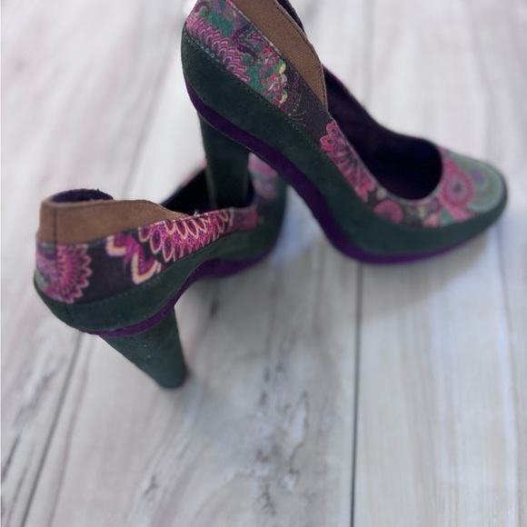 Desigual Green and Purple Artistic Heels - Picture 7 of 11